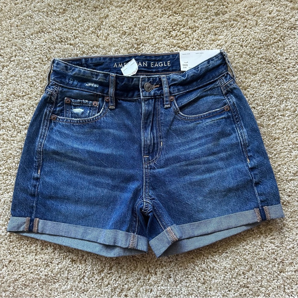 American Eagle‎ Tomgirl Denim Shorts Size 000 High Rise Cuffed NWT